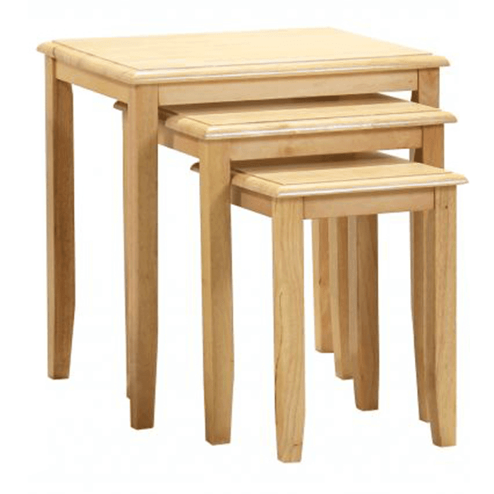 Charnwood Solid Rubberwood Nest of Tables Stylish Decor Space-Saving Set in Natural