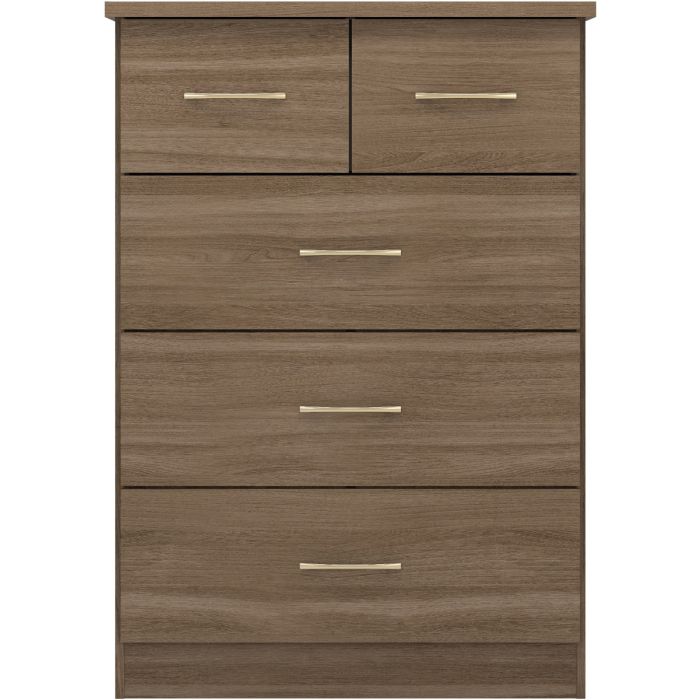 Oak Finish Chest of Drawers - NEWBIGGIN IV Medium Chest  5 Drawers