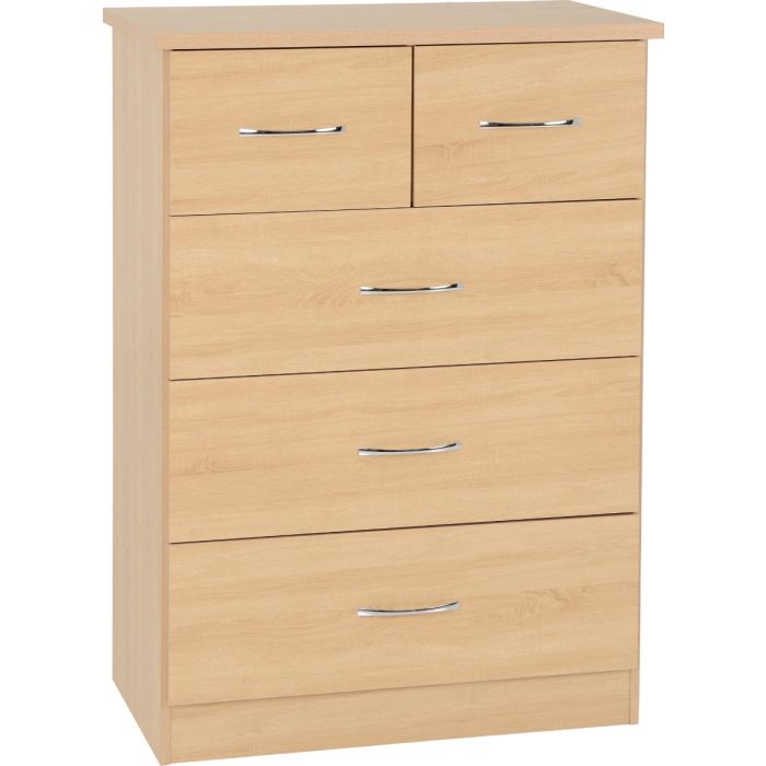 Oak Finish Chest of Drawers - NEWBIGGIN V Medium Chest  5 Drawers