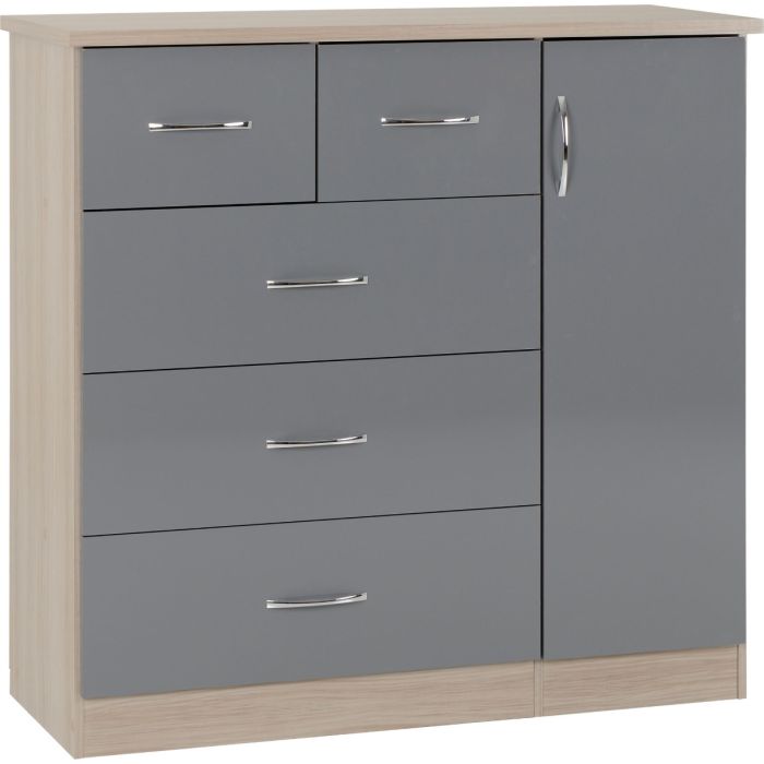 Grey Chest of Drawers - NEWBIGGIN Large Chest 5 Drawers
