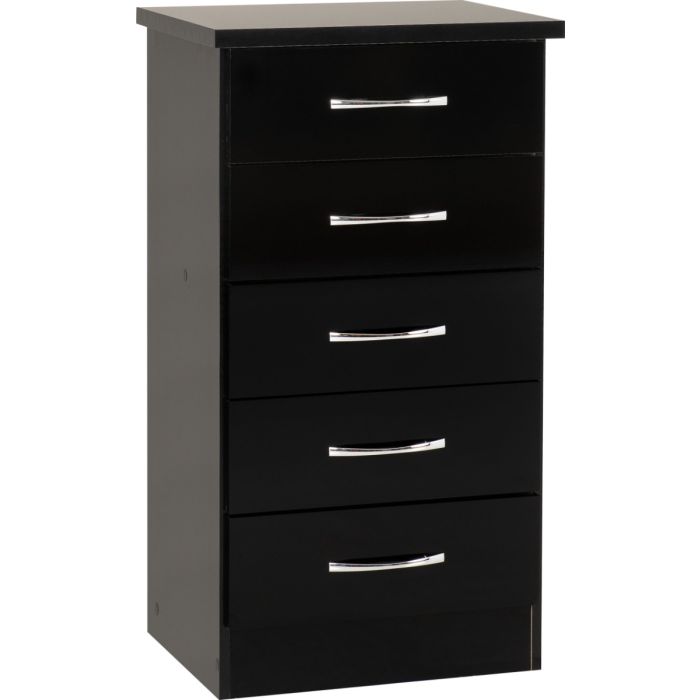 Black Chest of Drawers - NEWBIGGIN V Tallboy Small Chest 5 Drawers