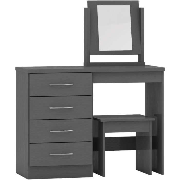 Nevada 4 Drawer Dressing Table Set - 3D Effect Grey