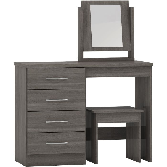 Nevada 4 Drawer Dressing Table Set - Black Wood Grain