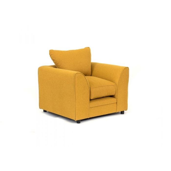 DOROTA II Linen Fabric Armchair - Mustard