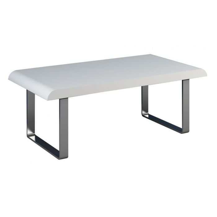 Modern Nauvoo Coffee Table with Sleek Metal Grey Legs in White High Gloss Finish