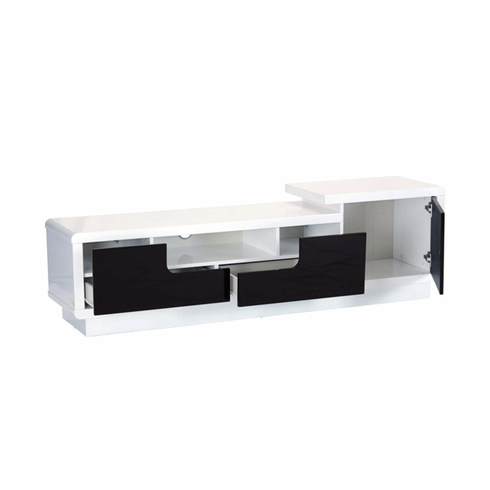 Bremerton Modern Elegance High Gloss TV Cabinet with Push Open Door and Drawers - White
