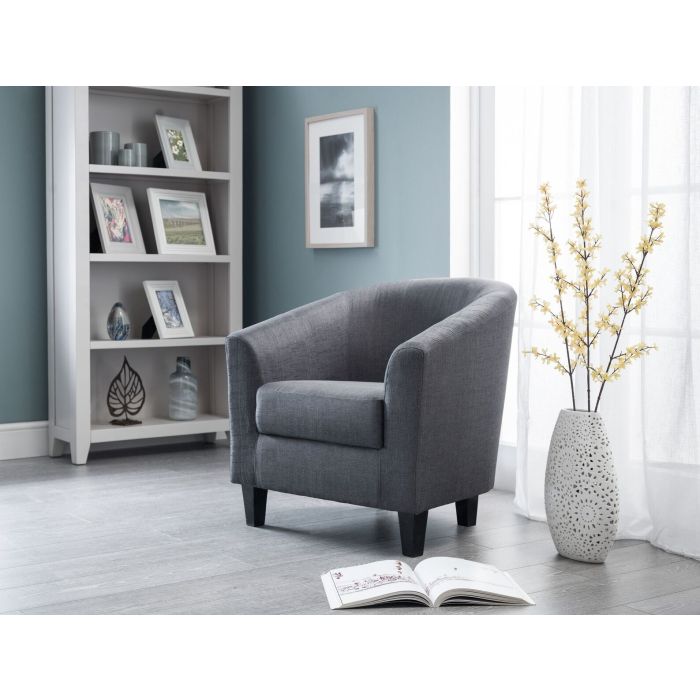 Hugo Slate Grey Linen Tub Chair