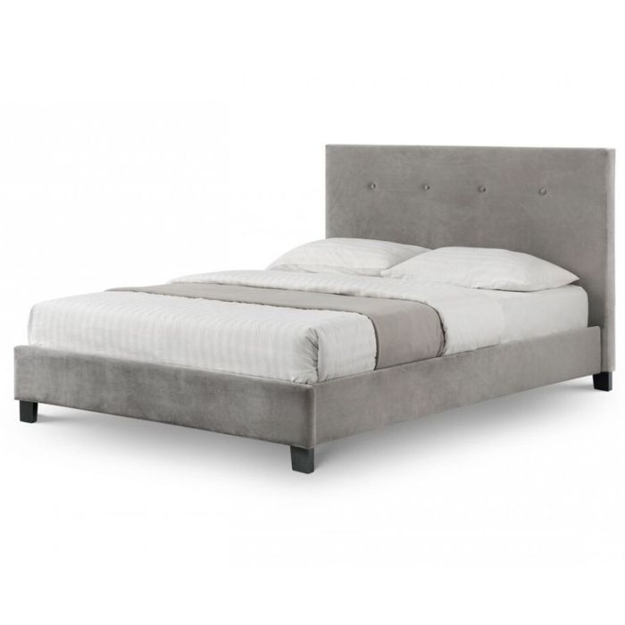 Shoreditch Grey Velvet Bed - Double 4ft6
