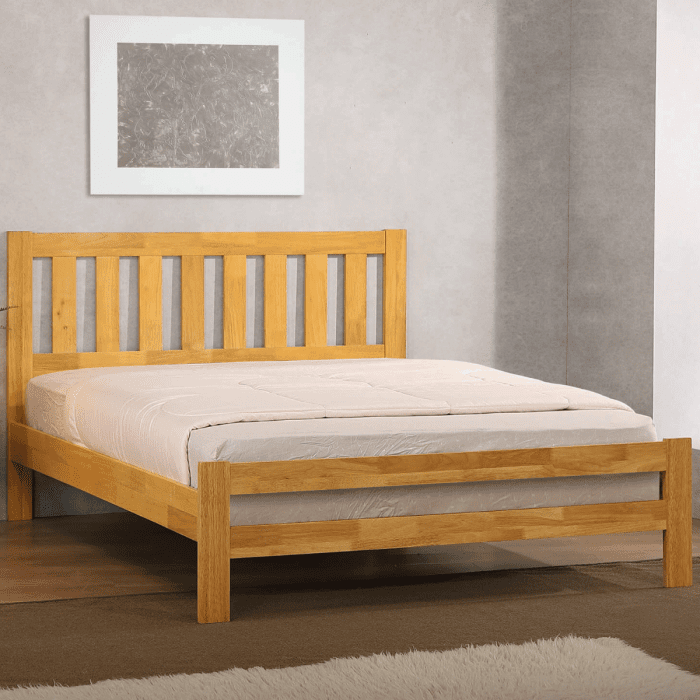 Kolachi Dreamy Haven in Solid Hardwood Bed Frame Natural Oak - 4ft Small Double