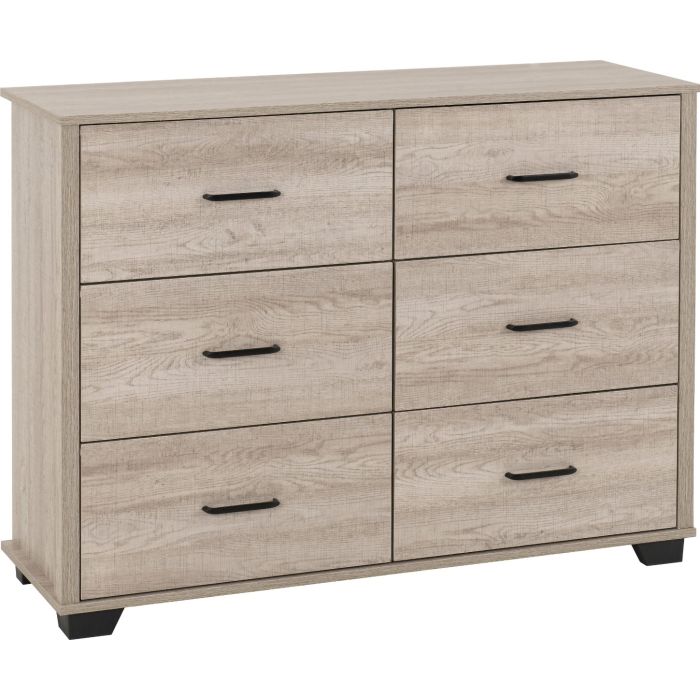 Oak Finish Chest of Drawers - OLDBURY Large Chest  6 Drawers