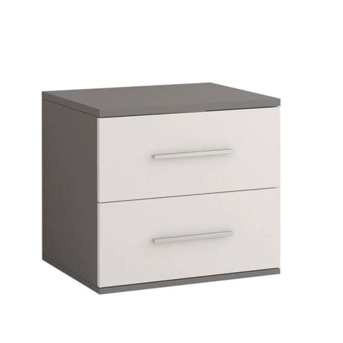 Bedside Table - NYXARIA 2 Drawer Nightstand Grey 55cm