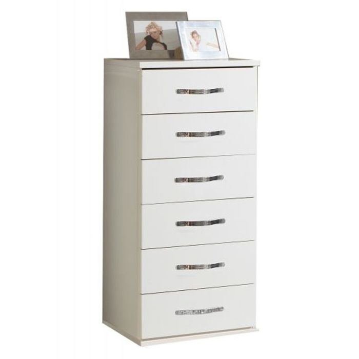 Dewi 6 Drawer Narrow Storage Chest - White