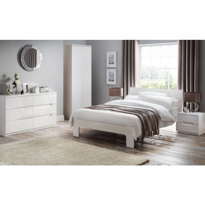 Manhattan White Gloss Bed - Double 4ft6