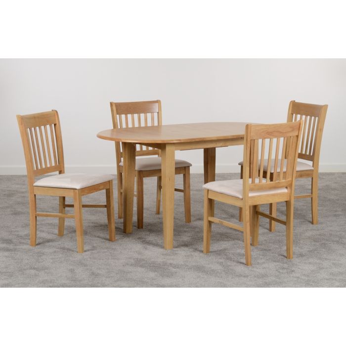 Oxford Extending Dining Set - Natural Oak Mink Microsuede