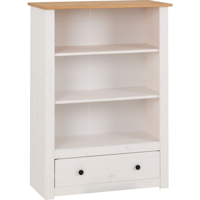 Panama 1 Drawer Bookcase - White Natural Wax