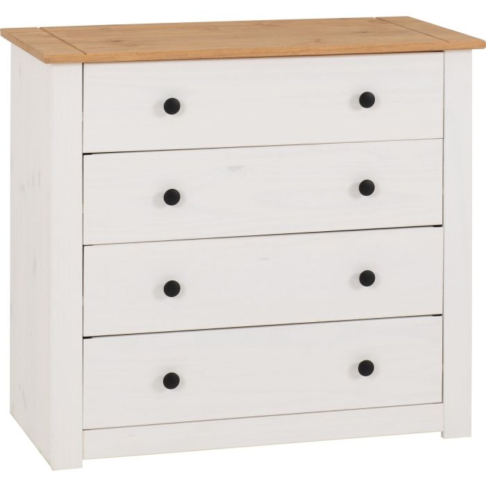 White Chest of Drawers - PRESTON II Medium Chest  4 Drawers