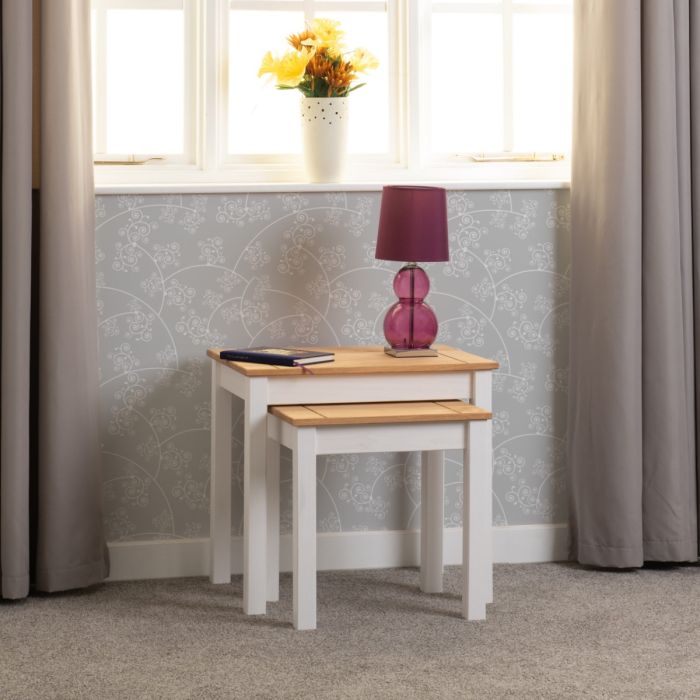 Panama Nest of 2 Tables - White Natural Wax