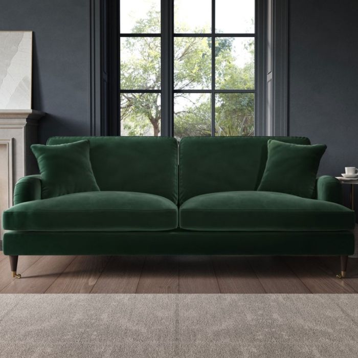 PAYTON Velvet 4 Seater Sofa - Dark Green