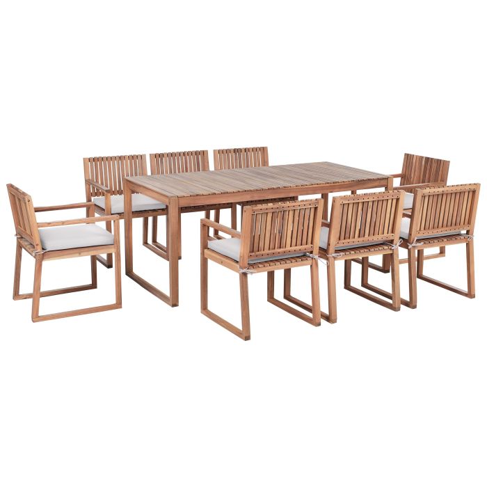 ARBOR 8 Seater Garden Dining Set with Cushions - Light Grey