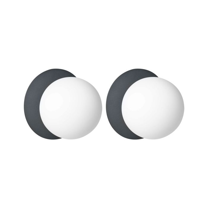 EBBERDON Metal Set of 2 Wall Lamps - Black