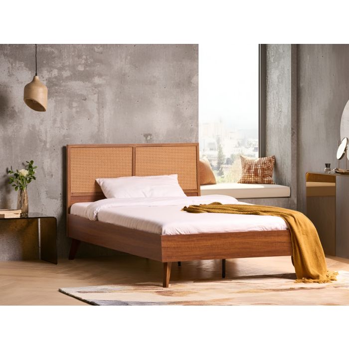 DIQEXI Small Double Rattan Bedframe - Dark Brown