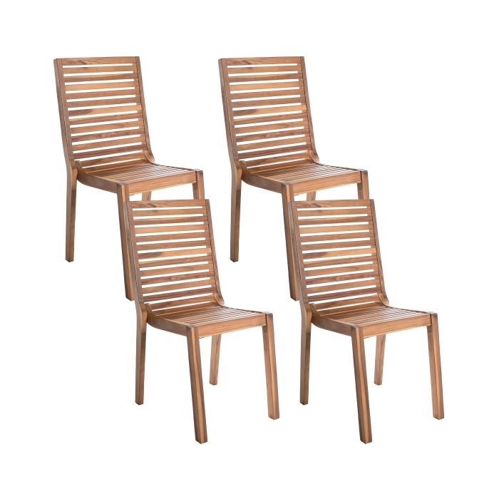 Set of 4 Garden Chairs OMBRIANO Certified Acacia Wood Light Brown