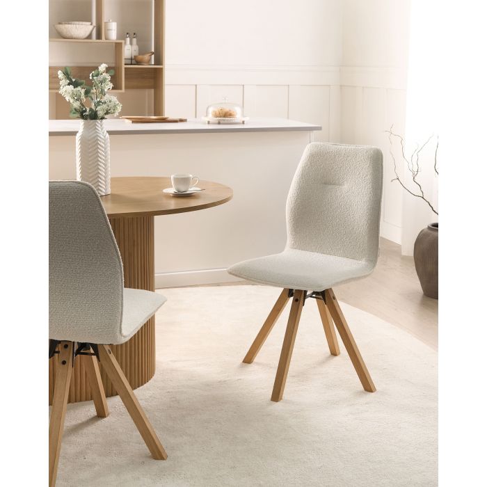 DAMAXO Boucle Dining Chairs Set of 2 - Off White