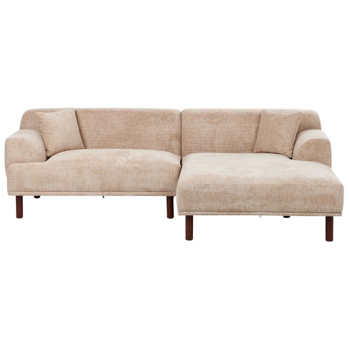Left Hand Fabric Corner Sofa Beige HOLT