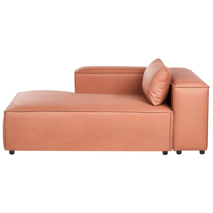 COMLEIGH Faux Leather Chaise Lounge Right Hand - Brown