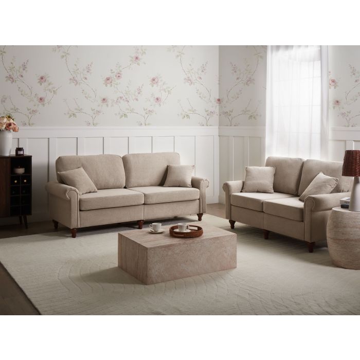 DAFARO Fabric Dining Chairs Set of 2 - Light Beige