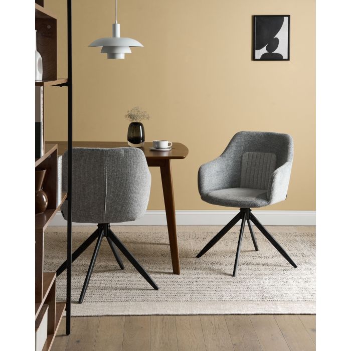 CIZEXI Faux Linen Swivel Dining Chair - Light Blue