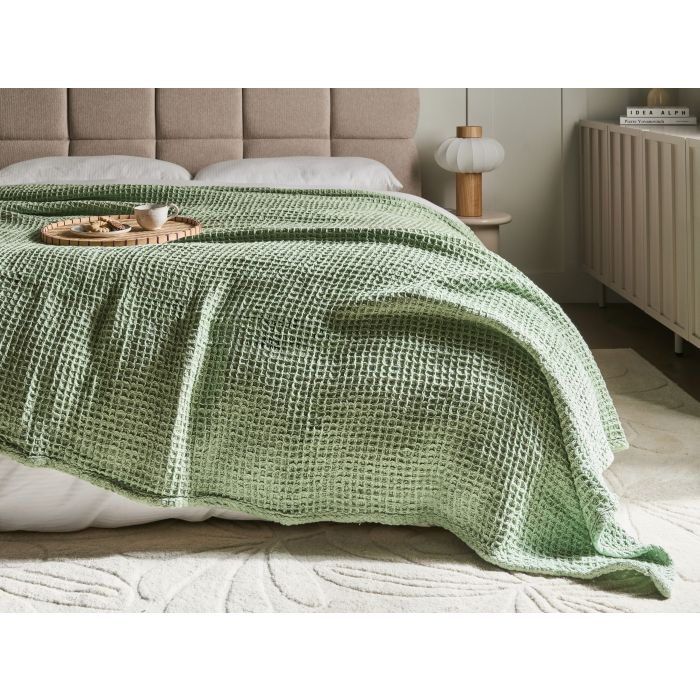 BOVERO Cotton Bedspread - Green, 220cm
