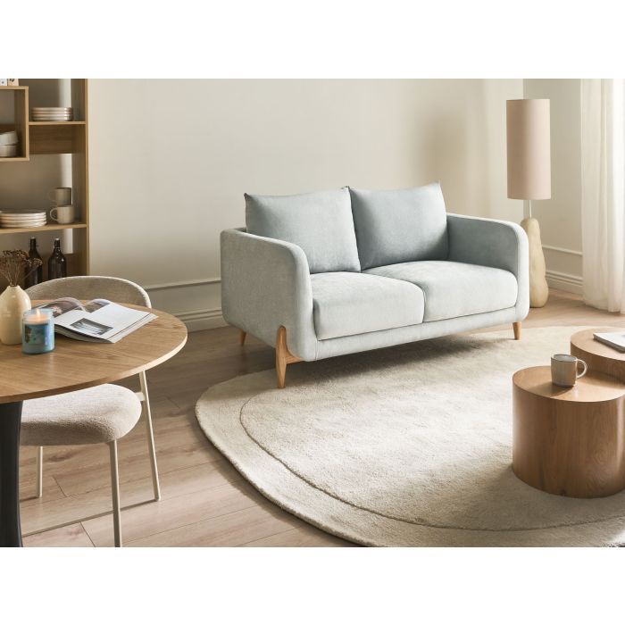 BAGENU Chenille Fabric 2 Seater Sofa - Light Blue