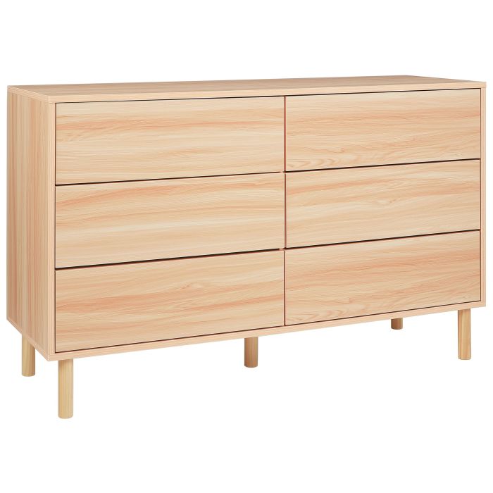 PENRITH Oak Finish Chest of Drawers - Large-sized, 6 Drawers, Double