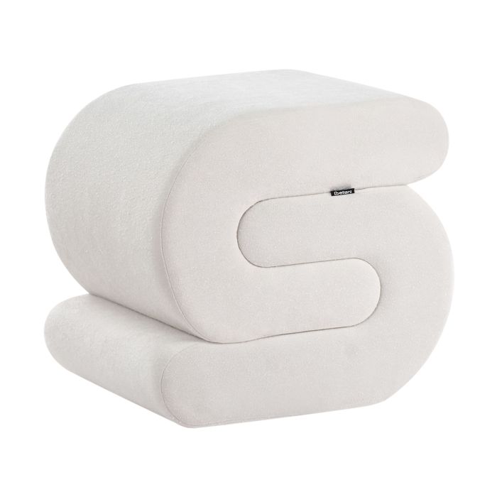 HARBOURNE Chenille Fabric Footstool - Off White