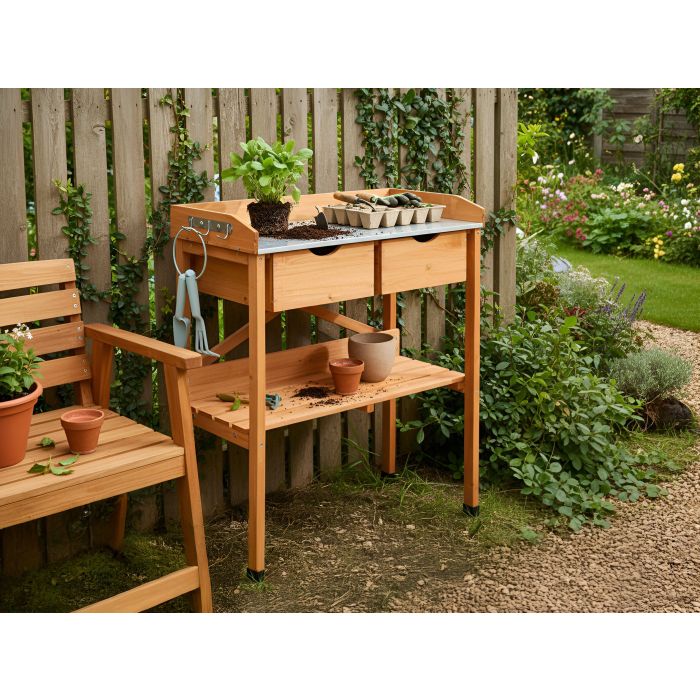 NAHIVO Potting Benche - Light Brown