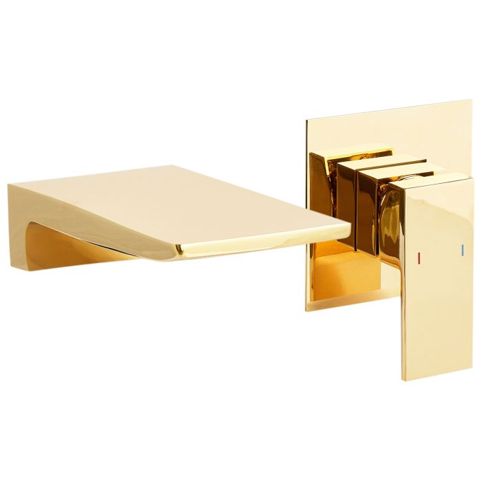 BAINLEIGH Wall Mounted Basin Mixer Tap Brass - Gold
