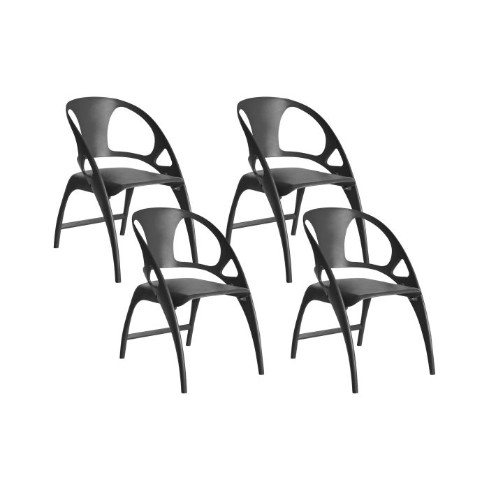 DEWDON Set of 4 Garden Chairs Folding - Black