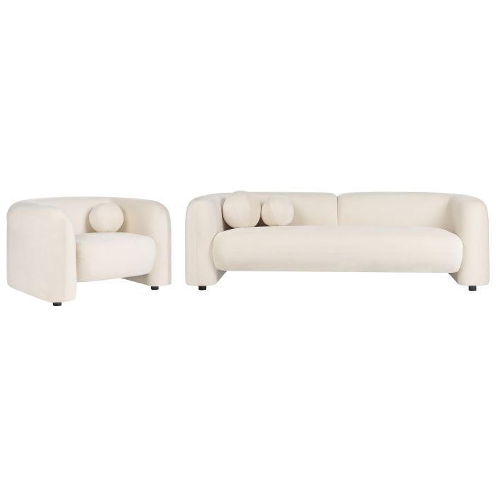 4 Seater Velvet Living Room Set Off-White LEIREN