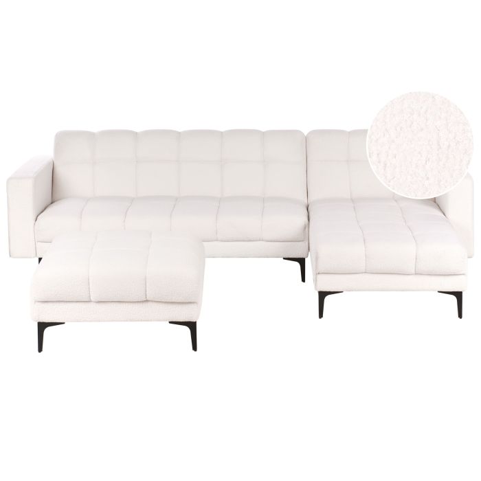 Corner Sofabed - ALNSE Left Hand Facing Boucle with Ottoman White