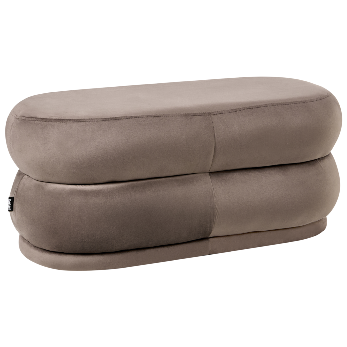 ELLENDRA Velvet Ottoman Bench - Dark Brown