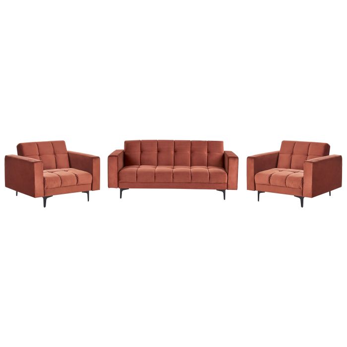 Velvet Living Room Set Red ALNES
