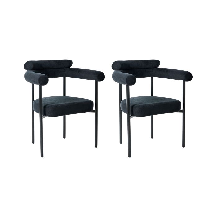 FRENDEN Fabric Dining Chairs - Set of 2 - Black
