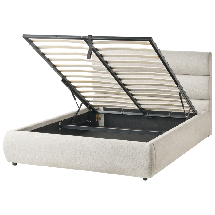 VEIRA Double Faux Linen Ottoman Storage Bedframe - Grey
