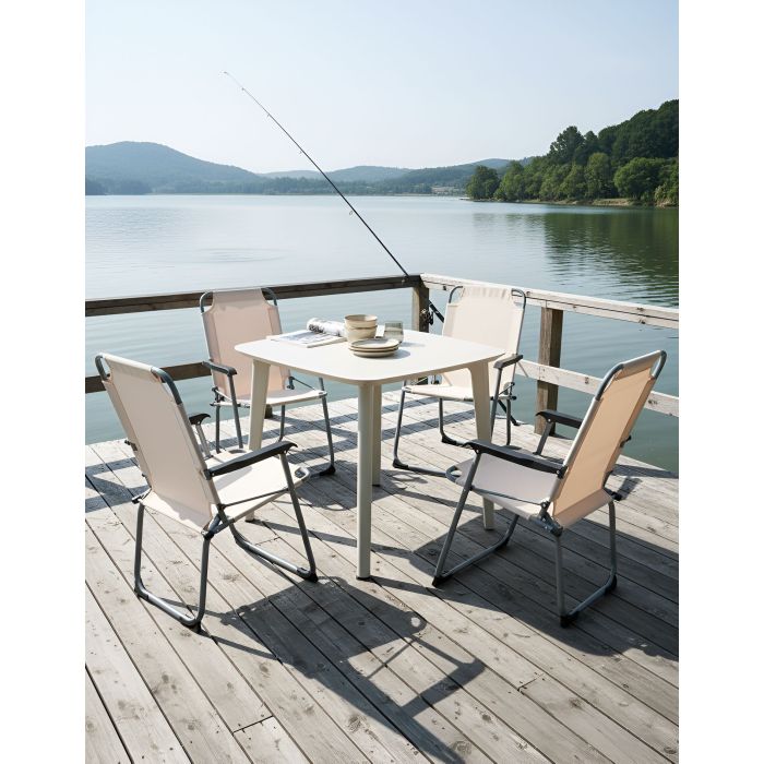 CEZEXI Garden Folding Chairs Set of 4 - Beige
