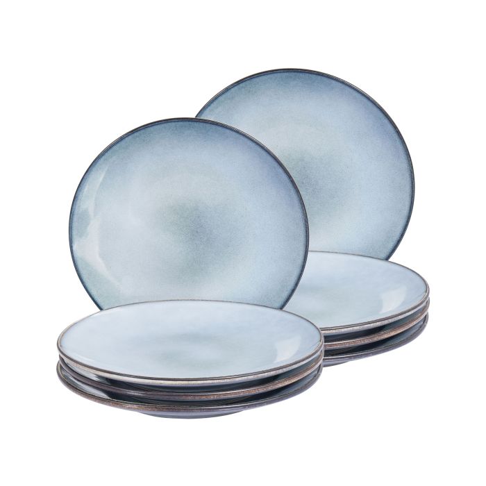 DAYDON Set of 8 Dinner Decorative Plates Stoneware - Light Blue