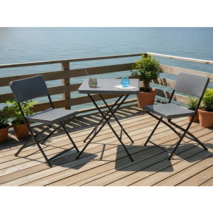 BRELTON Garden Bistro Table and Chair Set - Grey