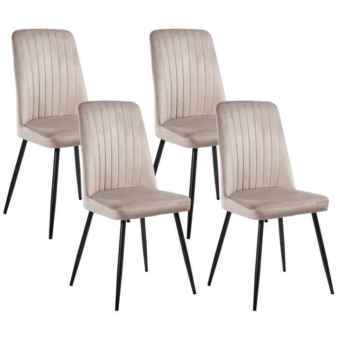 KIRBELLO Velvet Dining Chair Set of 4 - Beige