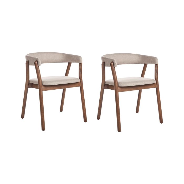 Set of 2 Dining Chairs MYLO Fabric Beige