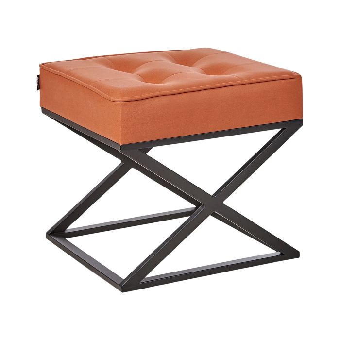 Faux Leather Footstool Orange MURDO